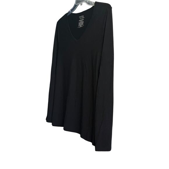 TIME & TRU LONG SLV PULL-OVER V-NECK TOP/T-SHIRT, WOMENS, L(12-14), SOLID BLACK - Picture 4 of 9